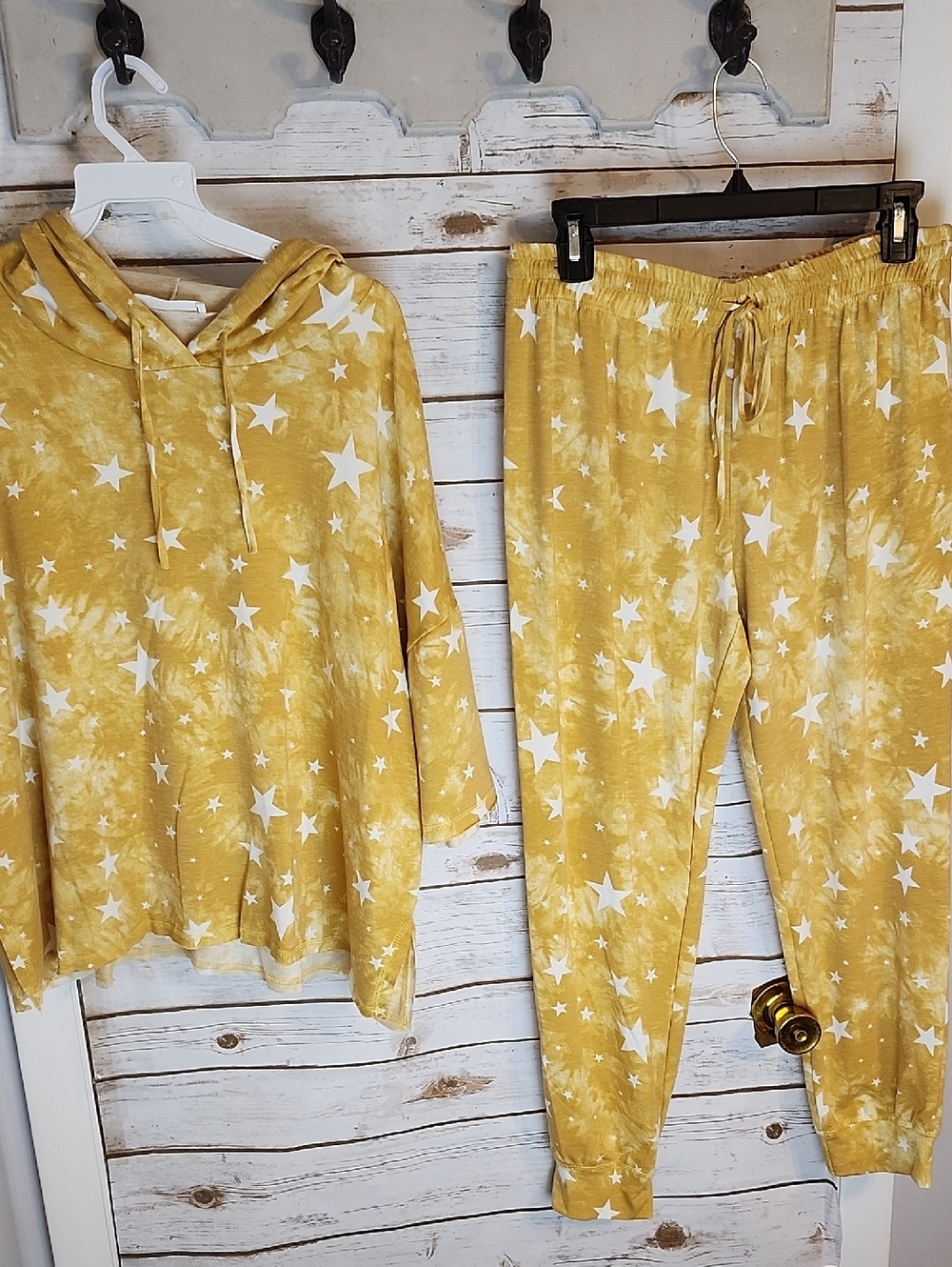 Yellow Star Print Hooded Lounge Set New